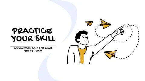 Vector of a man practicing his skills to make it perfect Stock Illustration