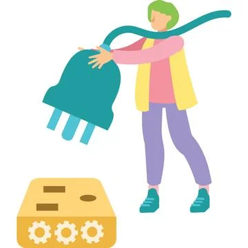 Vector man putting power plug into socket icon Stock Illustration