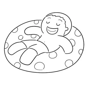 Vector of man relaxing on life ring Illustrazione stock