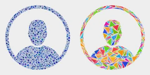 Vector Man Rounded Portrait Mosaic Icon of Triangle Elements 스톡 일러스트