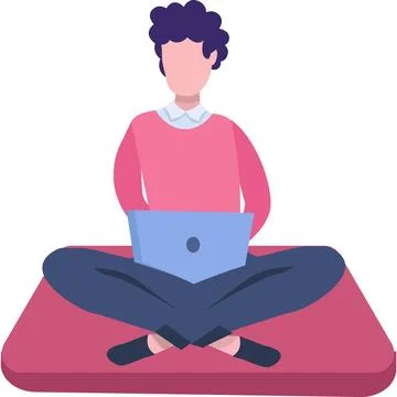 Vector man searching idea on internet using laptop 库存插图