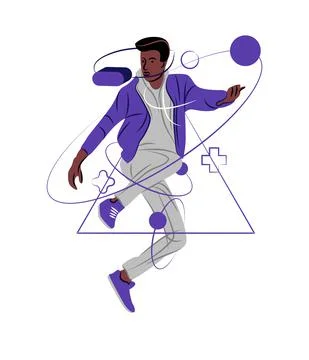 Vector man in shadow of sharp lines style Stock Illustration