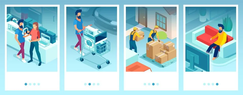 Vector of a man shoppping at consumer electronic products and home appliances Stock Illustration