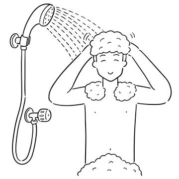 Vector of man showering Stock Illustration