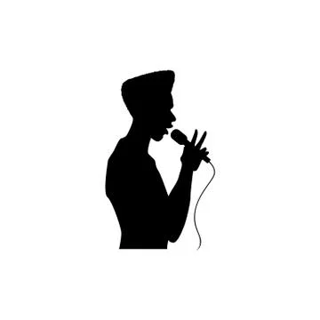 Vector man singing silhouette set Stock Illustration