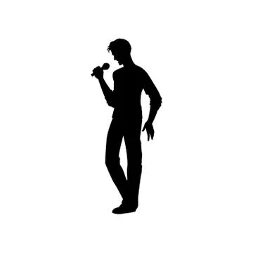 Vector man singing silhouette set Stock Illustration