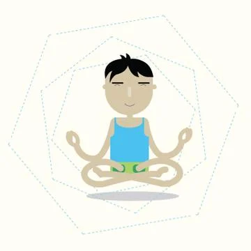 Vector man sitting cross-legged meditating Stock Illustration