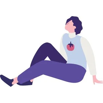 Vector man sitting looking up icon on white Illustration