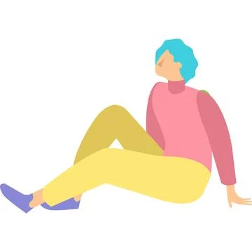 Vector man sitting looking up icon isolated Stock Illustration