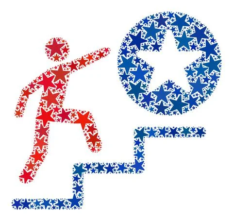 Vector Man Steps to Success Collage of Stars in American Democratic Colors Stock Illustration