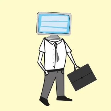 Vector of man with TV head Stock Illustration