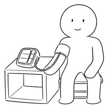 Vector of man using blood pressure monitor Stock Illustration