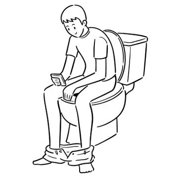 Vector of man using flush toilet Stock Illustration
