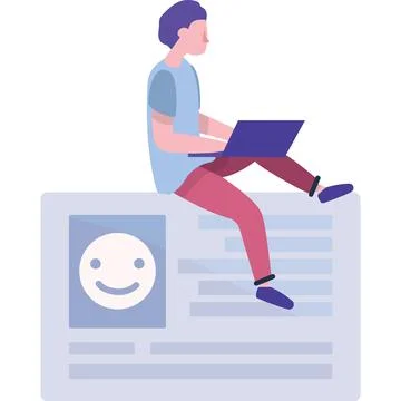 Vector man using laptop for searching friends icon Stock Illustration