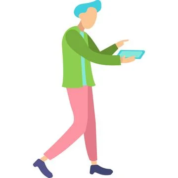 Vector man using laptop tablet icon isolated Stock Illustration