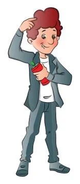 Vector of man using perfume. Stock Illustration