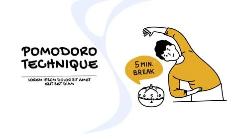 Vector of a man using pomodoro technique to improve his productivity Stock Illustration