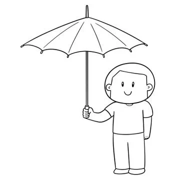 Vector of man using umbrella Illustrazione stock