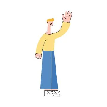 Vector man waving hand to colleagues Stock Illustration