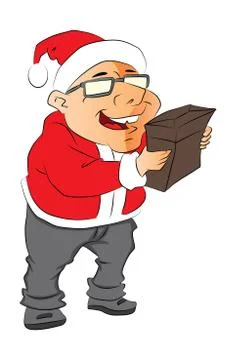 Vector of man wearing santa hat and holding a pouch. Stockillustratie