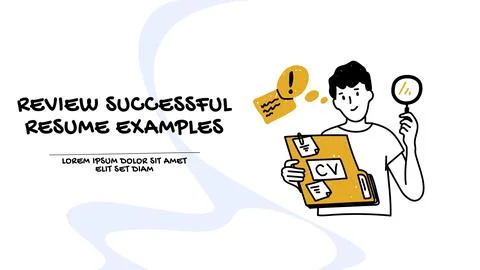 Vector of a man working on his cv Stock Illustration