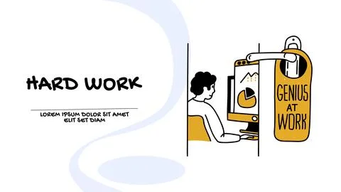 Vector of a man working in his office analyzing financial graphs and charts Stock Illustration