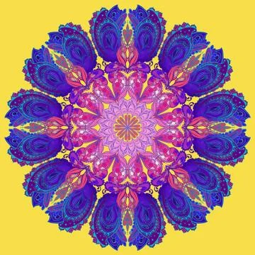 Vector Mandala background. Round Indian Ornament Pattern 스톡 일러스트