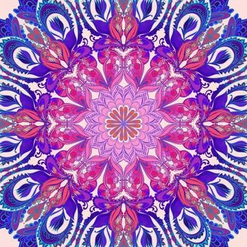 Vector Mandala background. Round Indian Ornament Pattern Stock Illustration