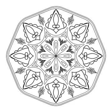 Vector mandala in black and white. Stock Illustration