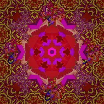 Vector Mandala. Boho style flower seamless pattern. Tiled mandala design, best f Stock Illustration