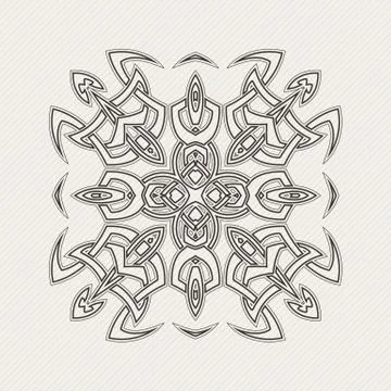 Vector mandala. Gothic lace tattoo. Celtic weave with sharp corners. Stock Illustration