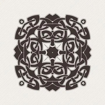 Vector mandala. Gothic lace tattoo. Celtic weave with sharp corners. Illustrazione stock