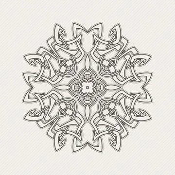 Vector mandala. Gothic lace tattoo. Celtic weave with sharp corners. Illustrazione stock