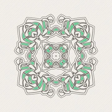 Vector mandala. Gothic lace tattoo. Celtic weave with sharp corners. 스톡 일러스트