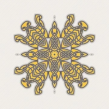 Vector mandala. Gothic lace tattoo. Celtic weave with sharp corners. Stock Illustration