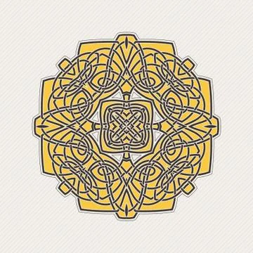 Vector mandala. Gothic lace tattoo. Celtic weave with sharp corners. Stock Illustration