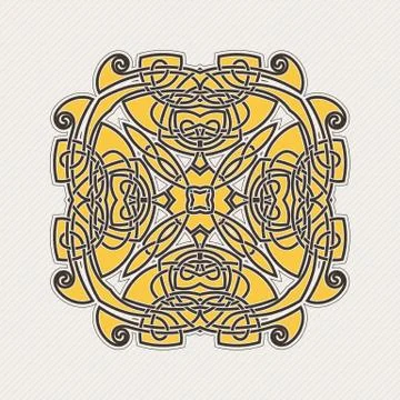 Vector mandala. Gothic lace tattoo. Celtic weave with sharp corners. Illustrazione stock