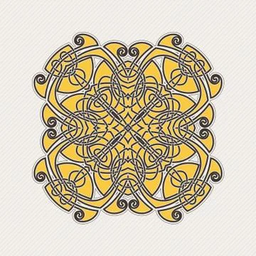 Vector mandala. Gothic lace tattoo. Celtic weave with sharp corners. Illustrazione stock