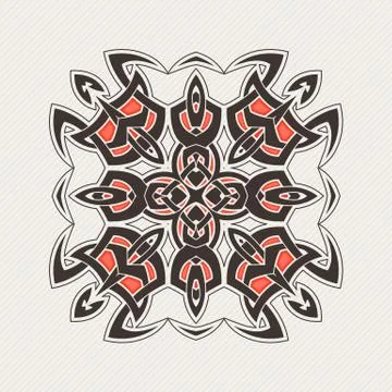 Vector mandala. Gothic lace tattoo. Celtic weave with sharp corners. Stock Illustration