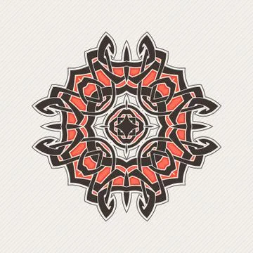 Vector mandala. Gothic lace tattoo. Celtic weave with sharp corners. Stock Illustration