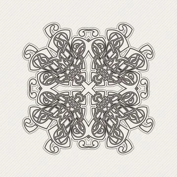 Vector mandala. Gothic lace tattoo. Celtic weave with sharp corners. Stock Illustration