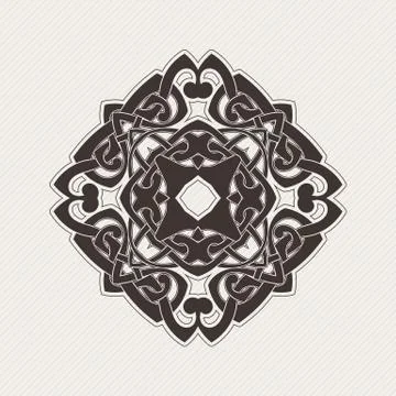 Vector mandala. Gothic lace tattoo. Celtic weave with sharp corners. Stock Illustration