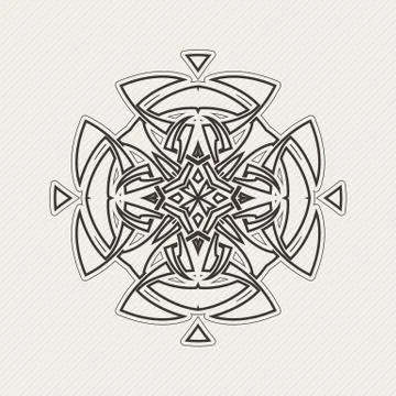 Vector mandala. Gothic lace tattoo. Celtic weave with sharp corners. Stock Illustration