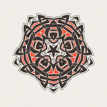 Vector mandala. Gothic lace tattoo. Celtic weave with sharp corners. Stock Illustration