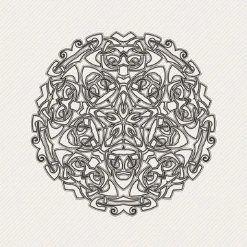 Vector mandala. Gothic lace tattoo. Celtic weave with sharp corners. Stock Illustration