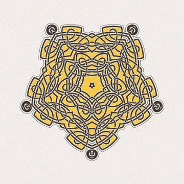 Vector mandala. Gothic lace tattoo. Celtic weave with sharp corners. Illustrazione stock