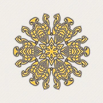 Vector mandala. Gothic lace tattoo. Celtic weave with sharp corners. Stock Illustration