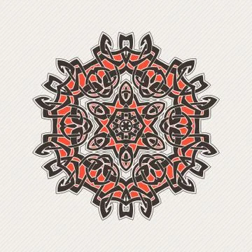 Vector mandala. Gothic lace tattoo. Celtic weave with sharp corners. Stock Illustration