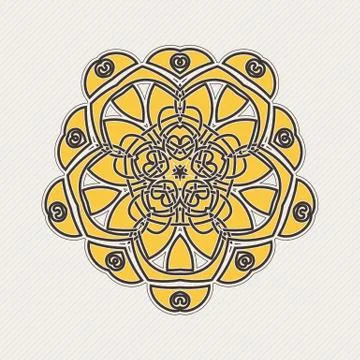 Vector mandala. Gothic lace tattoo. Celtic weave with sharp corners. Stock Illustration