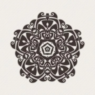 Vector mandala. Gothic lace tattoo. Celtic weave with sharp corners. Stock Illustration